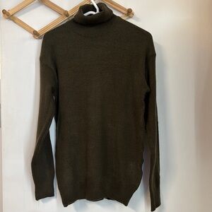 Elegant Green Cowl Neck Sweater with Fine Knit